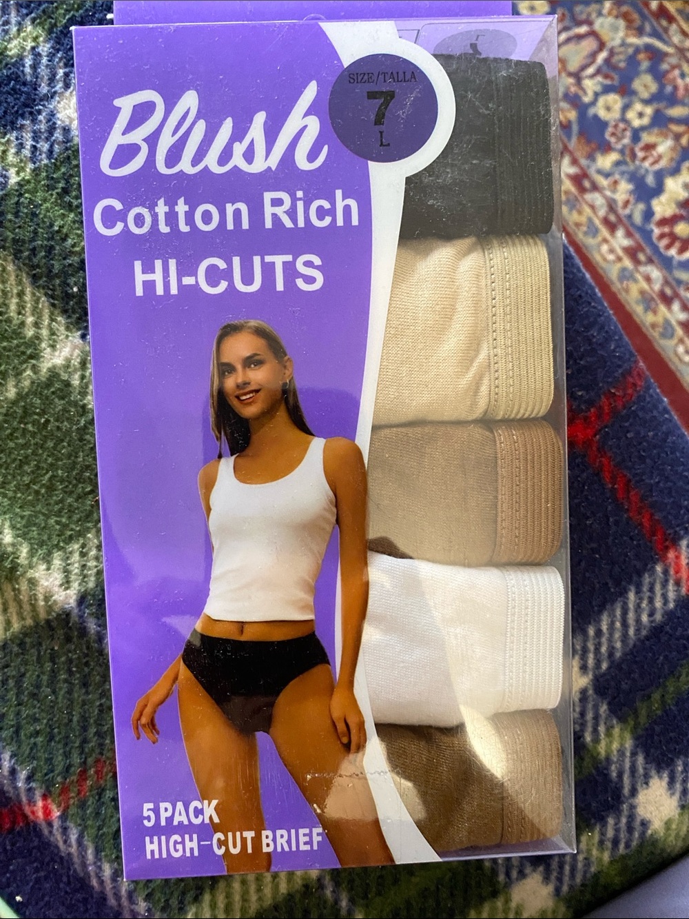 Blush Cotton Rich Hi-Cut Briefs - Black, Beige, Tan, White, Brown - 5 Pack
